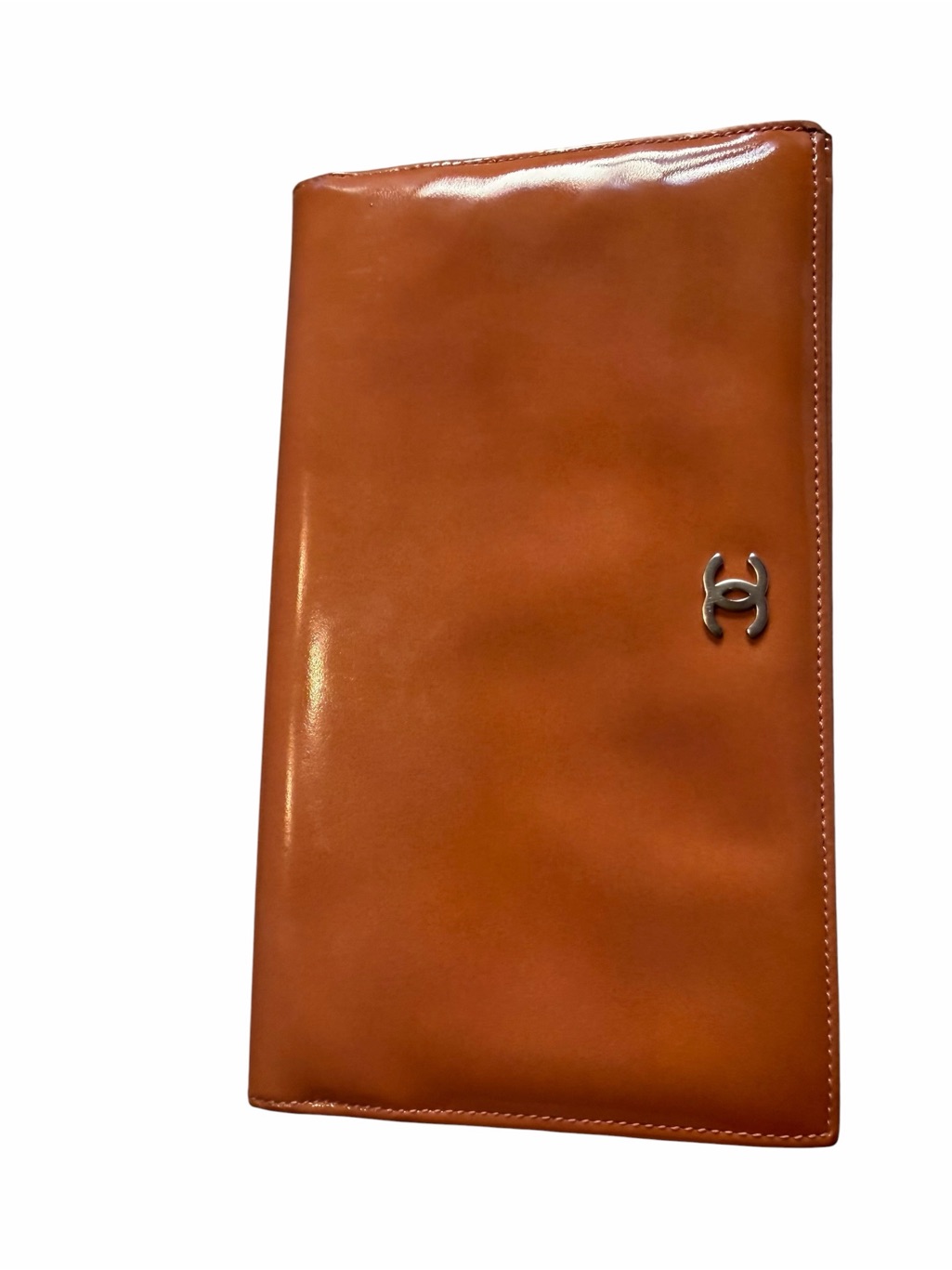 Authentic Vintage Chanel TerracottaCoral Patent Leather Bifold Wallet